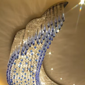 Grands lustres fantaisie en cristal personnalisés pour les hôtels salles de banquets Suspension élégante pour l'éclairage de villa Forme longue - Product Image 4
