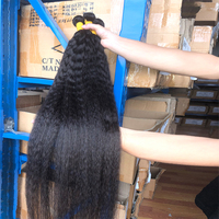 Paquets de tissage de cheveux péruviens droits crépus paquets de cheveux humains bruts extensions vierges Remy pour femmes trame Yaki grossière
