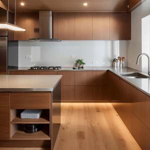 Muebles de Cocina de Estilo Moderno y Sencillo, Diseño Personalizado, Muebles de Cocina Modulares con Encimera de Acero Inoxidable - Product Image 2