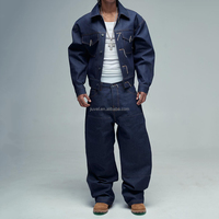 Ensemble 2 pièces en jean personnalisé pour homme : veste et pantalon, style designer, coupe oversize et ample, broderie, bords bruts, survêtement japonais Hombre