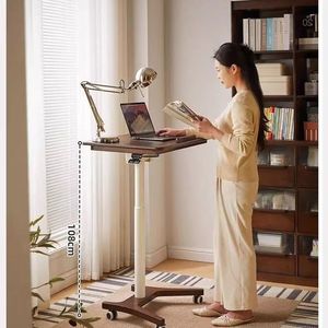 Adjustable <b>Computer</b> Desk Square Wood Height Adjustable Movable Living Room Bedroom Bedside <b>Table</b> - Product Image 4