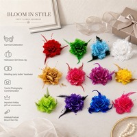 OEM Australischer Stil Handgefertigte Umweltfreundliche Haarspange Künstliche Rosenblüte Haarklammer Brosche 2 in 1 mit Federperlen