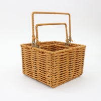 Panier de rangement tissé en PVC à poignée pliable et longue bande en fer