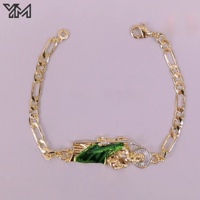 Pulsera de latón con dijes de San Judas Tadeo, cadena Figaro, joyería religiosa de diseño, oro laminado de 14K, 3 tonos, alta calidad YM