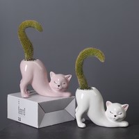 L Dessin Animé Chat Pot De Fleur Vase Mignon Chat Queue Succulente Pot De Plantation En Porcelaine Vase De Fleur Pot De Fleurs Décoration De La Maison Accessoires