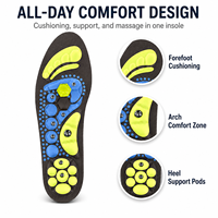 Sol Sepatu Akupresur Magnetik dengan Bahan Gel Pijat Ortopedi, Penyerap Guncangan, Penyangga Lengkung Kaki, Membantu Sirkulasi Darah