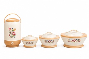 Ensemble isotherme de luxe en acier inoxydable pour aliments, motif floral, couvercle à rabat - Product Image 2