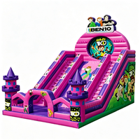 Toboggan gonflable commercial en PVC sur le thème des bonbons et des clowns pour enfants, idéal pour les fêtes de carnaval et la location de parcs de jeux