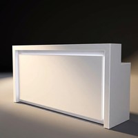 Comptoir d'accueil LED moderne de luxe pour hôpital, clinique, salon de beauté, immeuble de bureaux, centre commercial, magasin de détail, hauteur réglable, LED