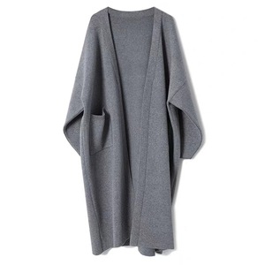 Morbido stile <span class=keywords><strong>scialle</strong></span> grande <span class=keywords><strong>cardigan</strong></span> scollo <span class=keywords><strong>a</strong></span> V per donna maglione lavorato <span class=keywords><strong>a</strong></span> maglia <span class=keywords><strong>a</strong></span> maniche lunghe <span class=keywords><strong>con</strong></span> tasca - Product Image 1