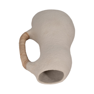 Vaso curvo in ceramica con manico intrecciato per decorazioni per la casa in stile boho - Product Image 6