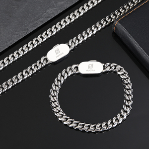 Gioielli Hip Hop NUOYA, <span class=keywords><strong>Bracciale</strong></span> a Catena Cubana in Acciaio Inossidabile Placcato Oro 18K, Personalizzabile con <span class=keywords><strong>Nome</strong></span> - Product Image 4