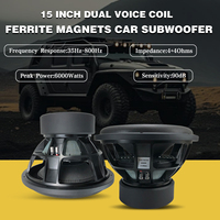 Caisson de basses audio pour voiture à double bobine mobile de 10/12/15/18 pouces, haute puissance 1000W/3000W/5000W, triple aimant, cône en fibre de carbone, 2+2 Ohms