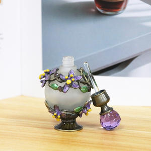 Enamel 25ml Antique Flower perfume Essential <b>Oil</b> <b>Bottle</b> Separate <b>Bottle</b> Metal Spherical <b>Bottle</b> - Product Image 2