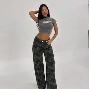 Pantalones Vaqueros de Mezclilla de Pierna Recta Holgados de Cintura Media, Lavado Medio, Resistentes al Viento, Ecológicos, con Bloques de Color y Ribete en Contraste - Product Image 5