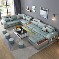 Sofá Seccional Moderno en Forma de U de Cuero, Sofá Cama de 7 Piezas, Muebles para Sala de Estar, Sofás de Tela de Terciopelo, Fabricantes de Muebles para el Hogar