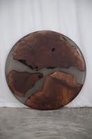 Plateau de table en époxy design spécial rond, ensemble de meubles en résine, dalle de bois de noyer et de bonne qualité, pour cuisine, salle à manger et bar, salon