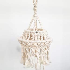 Abat-jour en macramé de Style Vintage 100% coton dentelle tenture murale à la main Boho respirant solide lustre tissé gland trame - Product Image 1