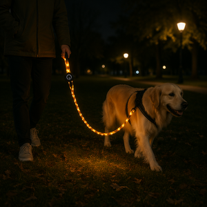 Laisse pour <span class=keywords><strong>chien</strong></span> LED rechargeable de luxe de haute qualité, durable, réglable, en corde de polyester, solide, pour la sécurité des promenades nocturnes - Product Image 6