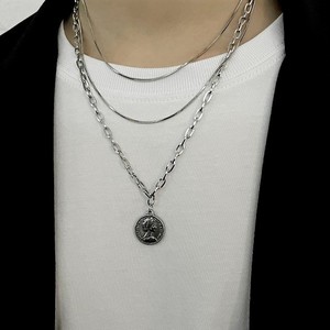 VAF 50 + 5CM Nữ Hoàng Mặt Dây Chuyền Nhiều Lớp Vòng Cổ Bằng Thép Không Gỉ Với Chuỗi Rắn Đôi - Product Image 4