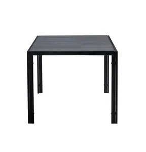 Quadratisches Kunststoff holz Top Metall beine Couch tisch Esstisch im Freien Tisch Solid Hohe Qualität