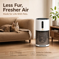 Pembersih Udara Hewan Peliharaan FCC ETL untuk Rumah Kucing dan Anjing, H13 HEPA, Lapisan Filter Bulu Hewan yang Dapat Diganti, CADR 150m³/jam