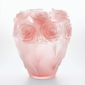 Hand-Carved Home Decor Ornament Crystal Glass <b>Rose</b> <b>Vase</b> - Product Image 4