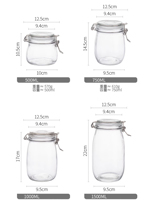 Bocaux à épices en verre de qualité alimentaire, écologiques et recyclables, multi-tailles, avec couvercles hermétiques carrés et ronds à clipser, pour épices, gelées et lait