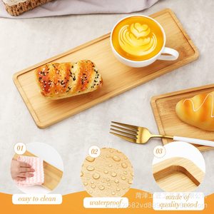 Plateau de service en bambou, couleur bois naturel, lot de 10, rectangulaire, pour la présentation des aliments, du pain, des desserts, pour les fêtes - Product Image 3