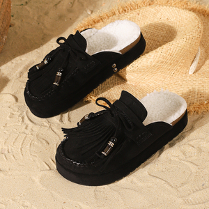 Chaussons d'intérieur confortables et légers pour femmes, en velours pour plus de chaleur, style rétro, <span class=keywords><strong>mules</strong></span> décontractées, pantoufles paresseuses pour l'automne et l'<span class=keywords><strong>hiver</strong></span> - Product Image 6