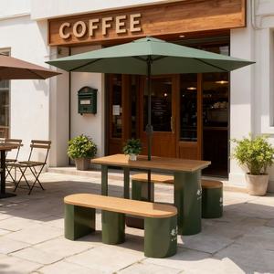 Set Tavolo e Sedie in Acciaio Inox e Ardesia Naturale per Esterni, Moderno e Resistente, Finitura Resistente alle Intemperie per Ristoranti e Caffè - Product Image 5