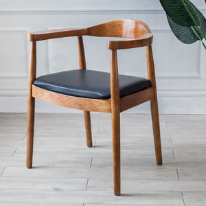 Poltrona Presidenziale Kennedy Stile Nordico Hiroshima con Schienale per Sala da Pranzo e Soggiorno, Poltrona in Legno Massello per Ristorante - Product Image 2