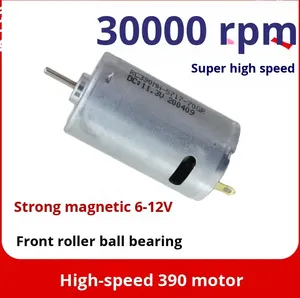 มอเตอร์ RC390 ความเร็วสูงพิเศษ 30,000 รอบต่อนาที 9-12V เครื่องดูดฝุ่นแม่เหล็กแรงสูง ลูกปืนโลหะทั้งหมด สำหรับรถและเรือจำลอง ทำจากวัสดุอื่นๆ - Product Image 3