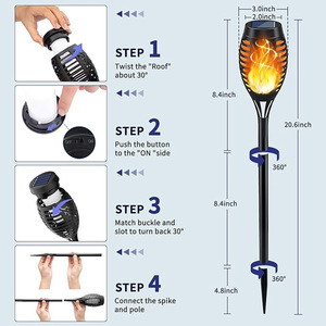 Năng lượng mặt trời ngoài trời hình ngọn đuốc vườn ánh sáng cảnh quan trong đất ánh sáng sân thực tế ngọn lửa trang trí ánh sáng - Product Image 3