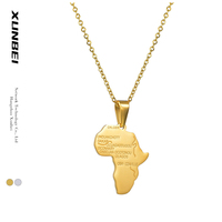 2021 trend ige kulturelle Hip Hop vergoldete Edelstahl Halsreif afrikanischen Afrika Karte Anhänger Unisex Schmuck Charm Halskette