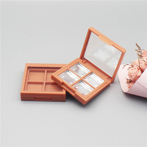 Tại Chỗ Bán Buôn Nhãn Hiệu Riêng Thấp Moq <span class=keywords><strong>4</strong></span> Màu Sắc Rỗng Vuông Màu Cam Nhựa <span class=keywords><strong>Eyeshadow</strong></span> Palette Với Nắp Trong Suốt - Product Image 1