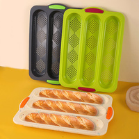 Moules à Baguettes Françaises Antiadhésifs Perforés, Plateau de Cuisson 5 Pains, Moules à Pain en Silicone de Qualité Alimentaire pour Four