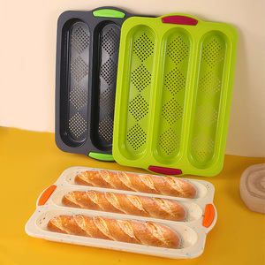 Teglie Antiaderenti Perforate per Baguette Francesi, Vassoio da Forno per <span class=keywords><strong>5</strong></span> Pane, Stampi in Silicone Alimentare per Forno - Product Image 6