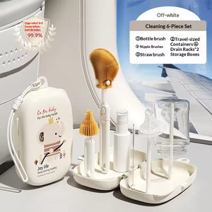 Produk Bayi Portabel Sikat Dua Sisi 6 in 1 Alat Pembersih Botol Silikon Bebas BPA Set Pembersih Botol Bayi untuk Perjalanan - Product Image 2