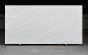 Dalle de pierre de quartz artificielle effet Calacatta Laza poli brillant pour comptoir de réception d'hôtel et dessus de meuble-lavabo de salle de bain - Product Image 4