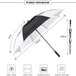 Oversize Pongee Golf <b>Umbrella</b> Double Canopy OEM ODM Logo Business Gift High Quality Windproof 130cm Diameter Semi-<b>Automatic</b> - Product Image 3