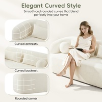 Canapé OEM en chenille sans armature, design nuage courbé, mousse haute densité, 3 places, compressé pour salon