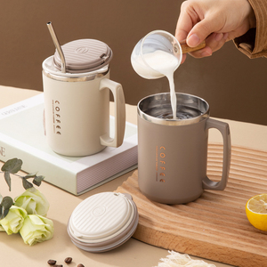 YUEDISI Nieuw Ontwerp 460ml Melkbeker Draagbare 304 RVS Koffiebeker met Deksel en Lepel - Product Image 2