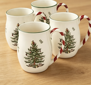 Juego de 4 Tazas con Diseño de Árbol de Navidad y Asas de Bastón de Caramelo, Aptas para <span class=keywords><strong>Microondas</strong></span> y Lavavajillas - Product Image 2