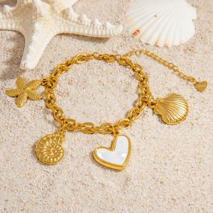 Female-Niche Stainless Steel Bracelet with Single 18K Gold Pendant Non-Fading Trendy Style <b>Bangles</b> for Anniversaries - Product Image 1