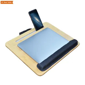 Meja Lap bambu Jumon untuk Laptop cocok hingga 15.6 "dudukan Lap untuk tempat tidur & sofa, Meja Lap Laptop dengan bantal