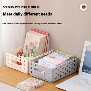 Hot Selling <strong>Plastic</strong> Square Handle Multifunction Modern Hollow Flower Storage <strong>Basket</strong> Solid Color Sorting Household Storage - Product Image 2