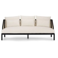 Ensemble de canapé trois places en rotin et bois massif de style Wabi-sabi pour salon, hôtel, appartement ou villa