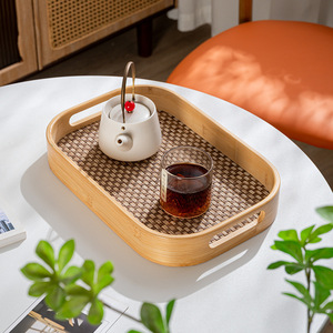 Plateau en bambou de style nordique, idéal pour les salons de thé, les maisons d'hôtes, les maisons, les hôtels, les restaurants, les barbecues, la présentation du pain et l'usage commercial. - Product Image 4