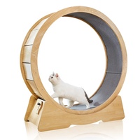 Bunnyhi PBJ070 Roue d'exercice pour chat, jouet interactif, écologique, pour l'intérieur, tapis de course de luxe en bois pour chat, adapté à la plupart des chats